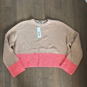 525 America Tan and Pink Crew Neck Sweater